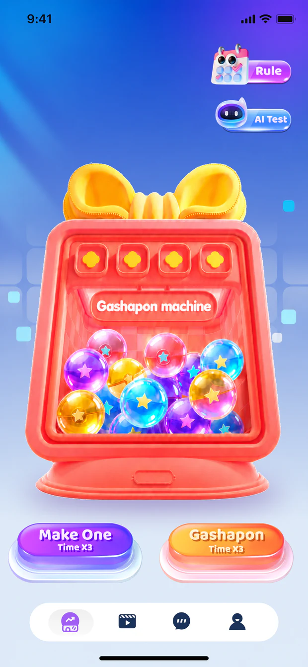 NUDDA Gashapon home screen